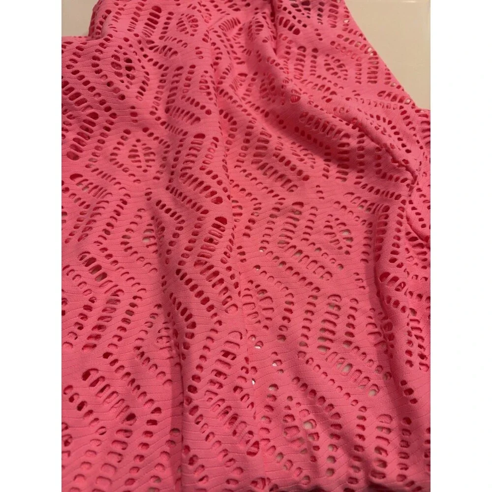 Gossip Girl L 14/16 Coral Pink Crochet Swim Cover Up Racerback Beach Dress
